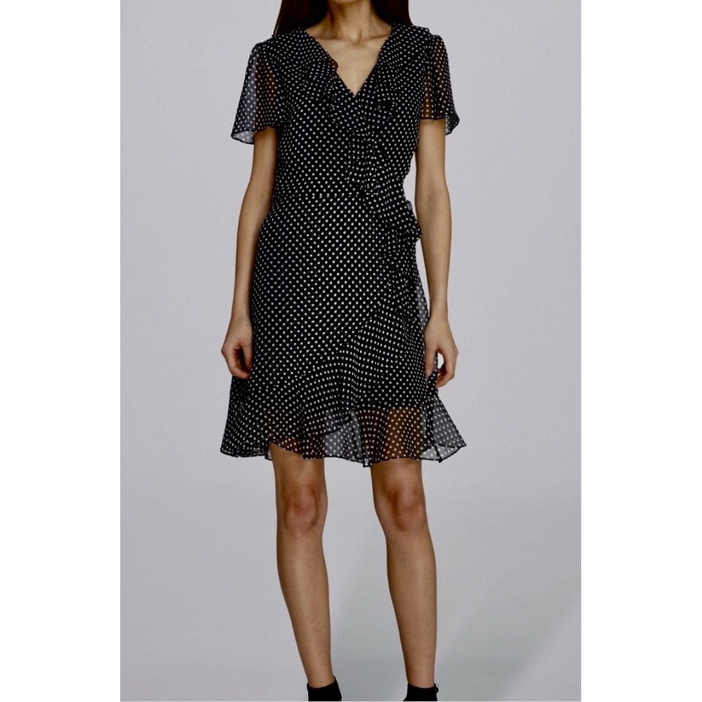Tahari Arthur S.‎ Levine Black And White Polka Dotted Summer Dress 6 NWT $128